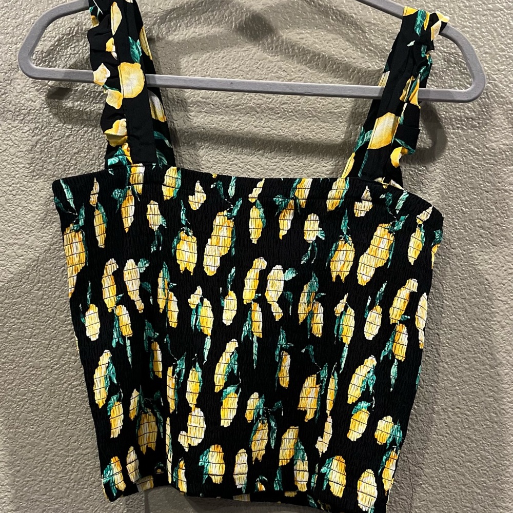Pink NWOT Lemon print Crop Top